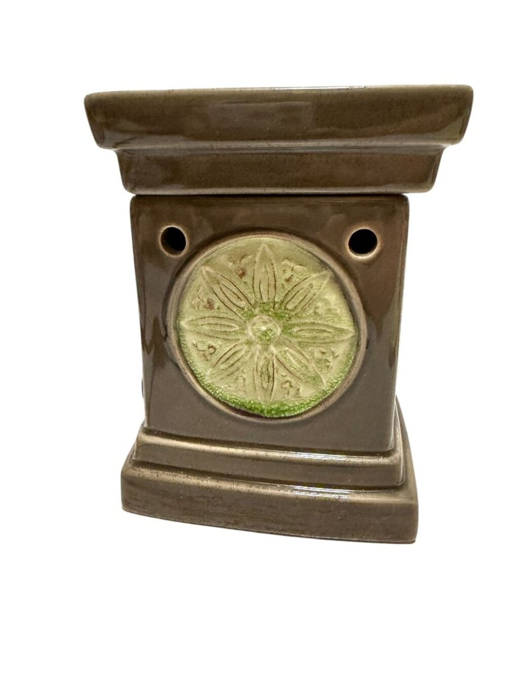 Scentsy Electric Wax Warmer Lotus Flower Green Brown Spring Summer Works - Picture 5 of 11